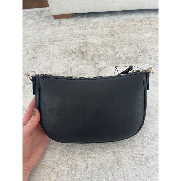 Y2K INC Black Faux Leather Shoulder Bag Gold Chain Hardware Fits iPhone NWT - Picture 6 of 11